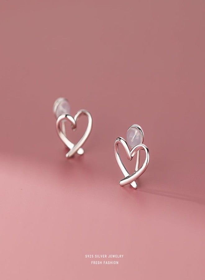 Izpack Cute Heart Clip On Earrings for Women 925 Sterling Silver Hollow Love Hearted Non Piercing Clip Earring Huggie Hoops Cuffs Minimalist Birthday Valentine's Day Jewelry Christmas Gifts - Image 4
